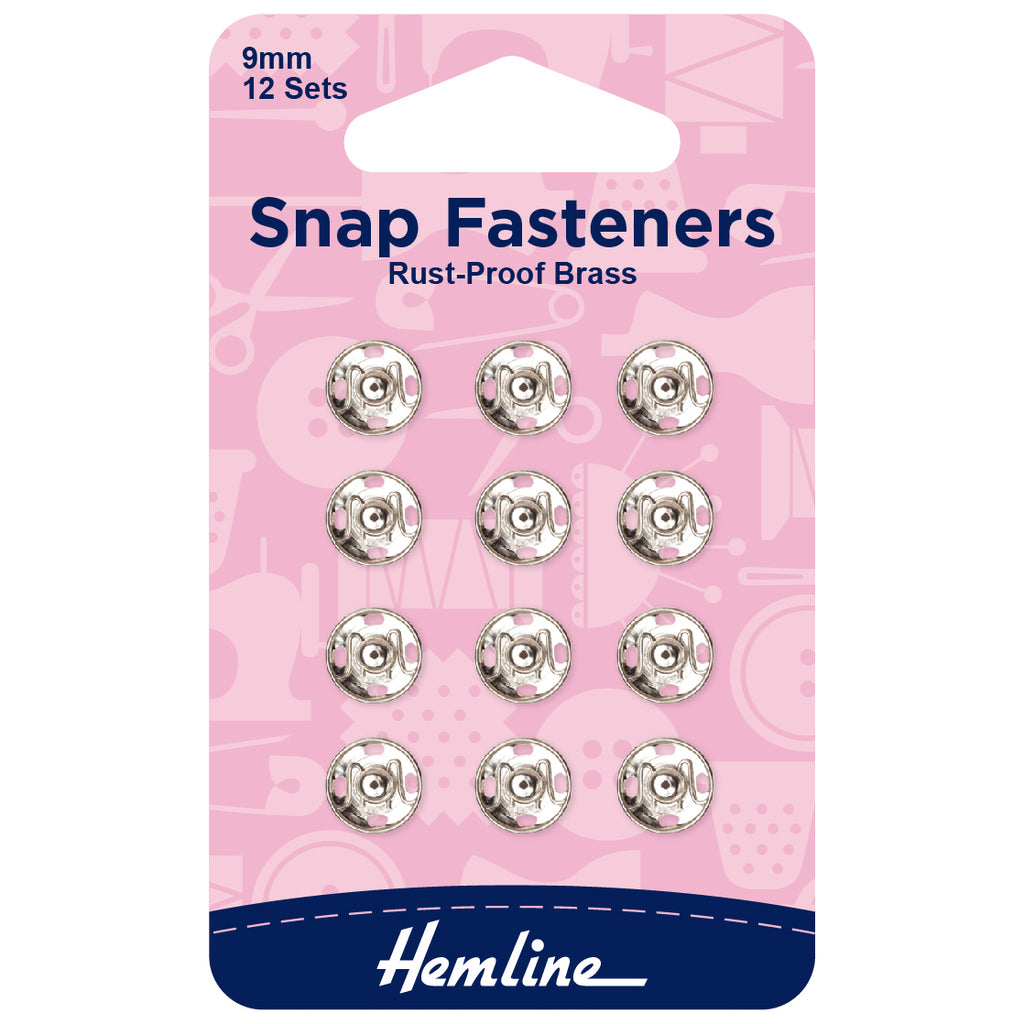 Snap Fasteners: Sew-on: Nickel: 9mm: 12 Sets