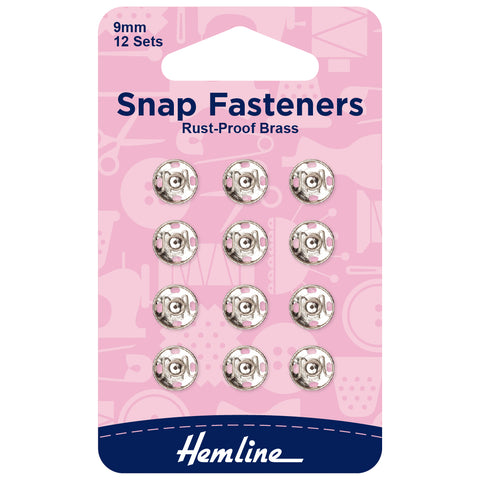 Snap Fasteners: Sew-on: Nickel: 9mm: 12 Sets