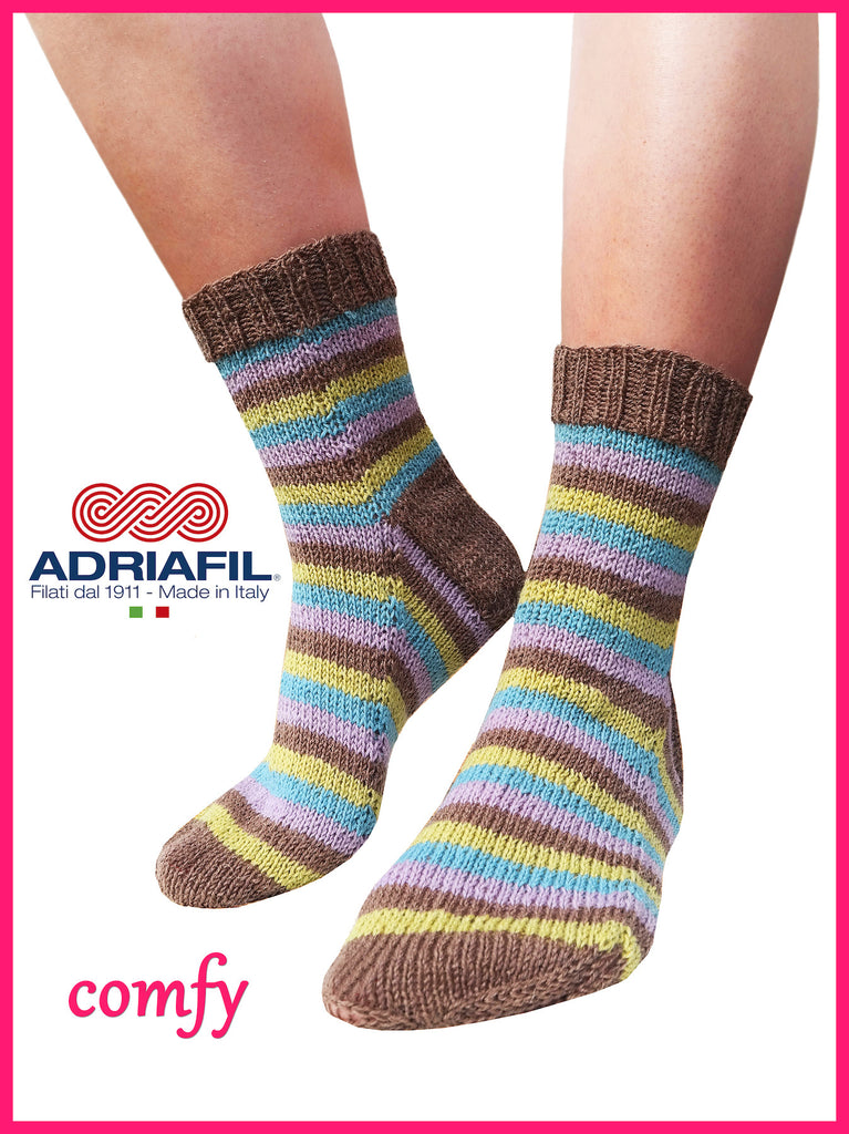 Adriafil pattern - 'Comfy' Socks in stripe pattern - Calzasocks