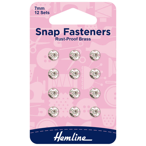 Snap Fasteners: Sew-on: Nickel: 7mm: 12 Sets