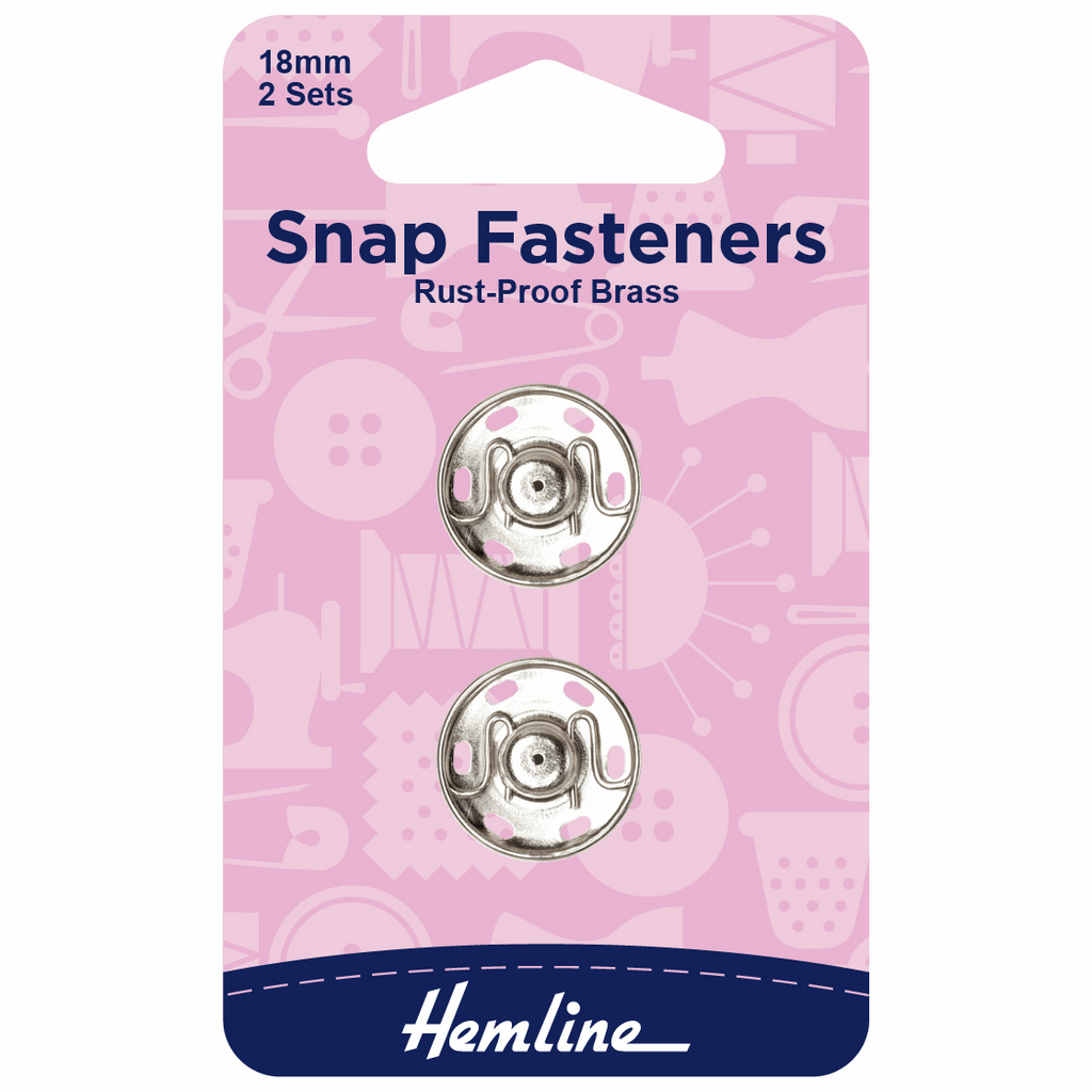 Snap Fasteners: Sew-on: Nickel: 18mm: Pack of 2