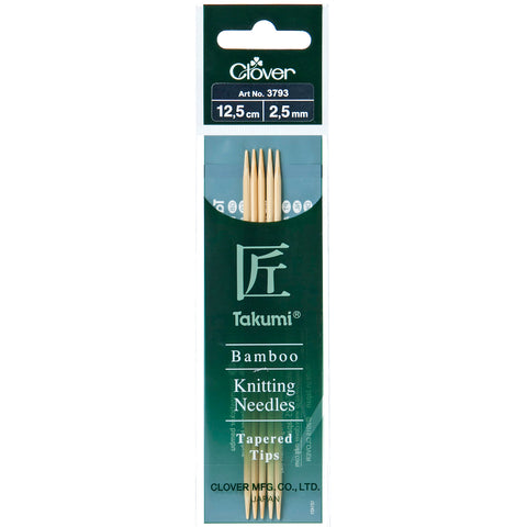Double Pointed Knitting Needles : Takumi Bamboo : 12.5cm : Set of 5