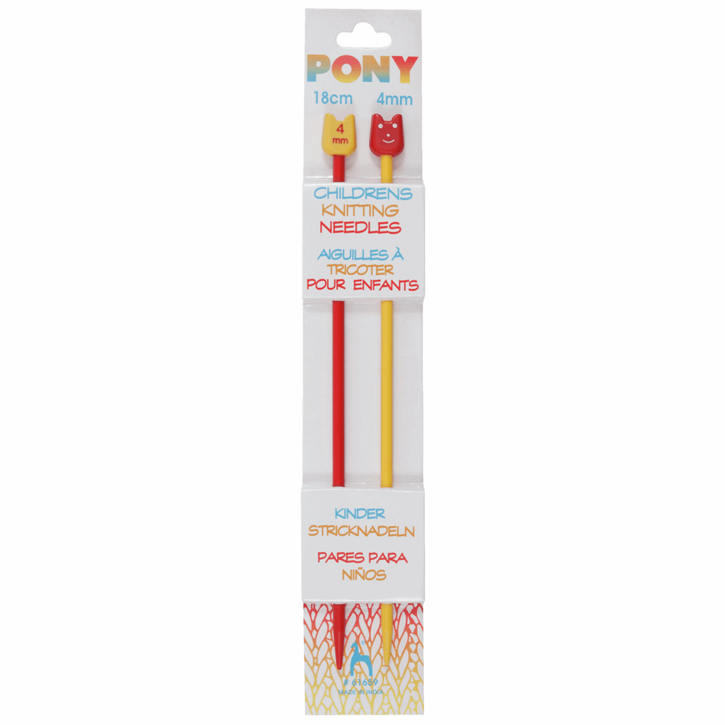 Childrens Knitting Needles: Plastic: Coloured: 18cm
