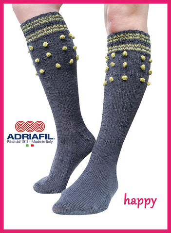 Adriafil pattern - 'Happy' Knee High Socks with Bobbles - Calzasocks