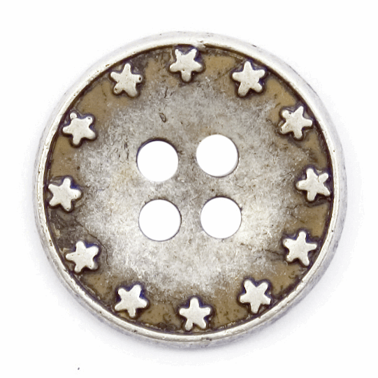 17mm Module Star Carded Button Silver Grey Metal Pack of 3