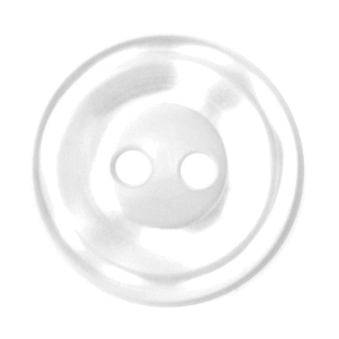 14mm: 2 Hole: Domed Rim: Pearl White Button