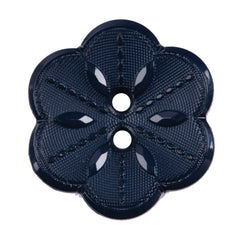 Buttons: Flower: 2 hole: 22.5mm: Navy Blue