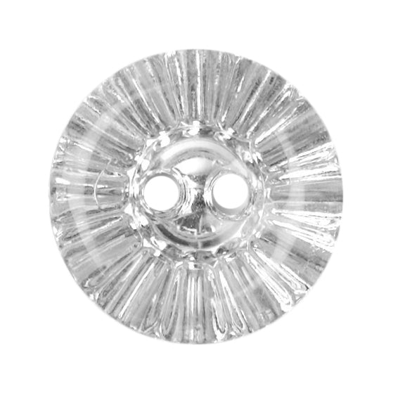 15mm: 2-Hole: Acrylic Button: Clear Front, Silver Back