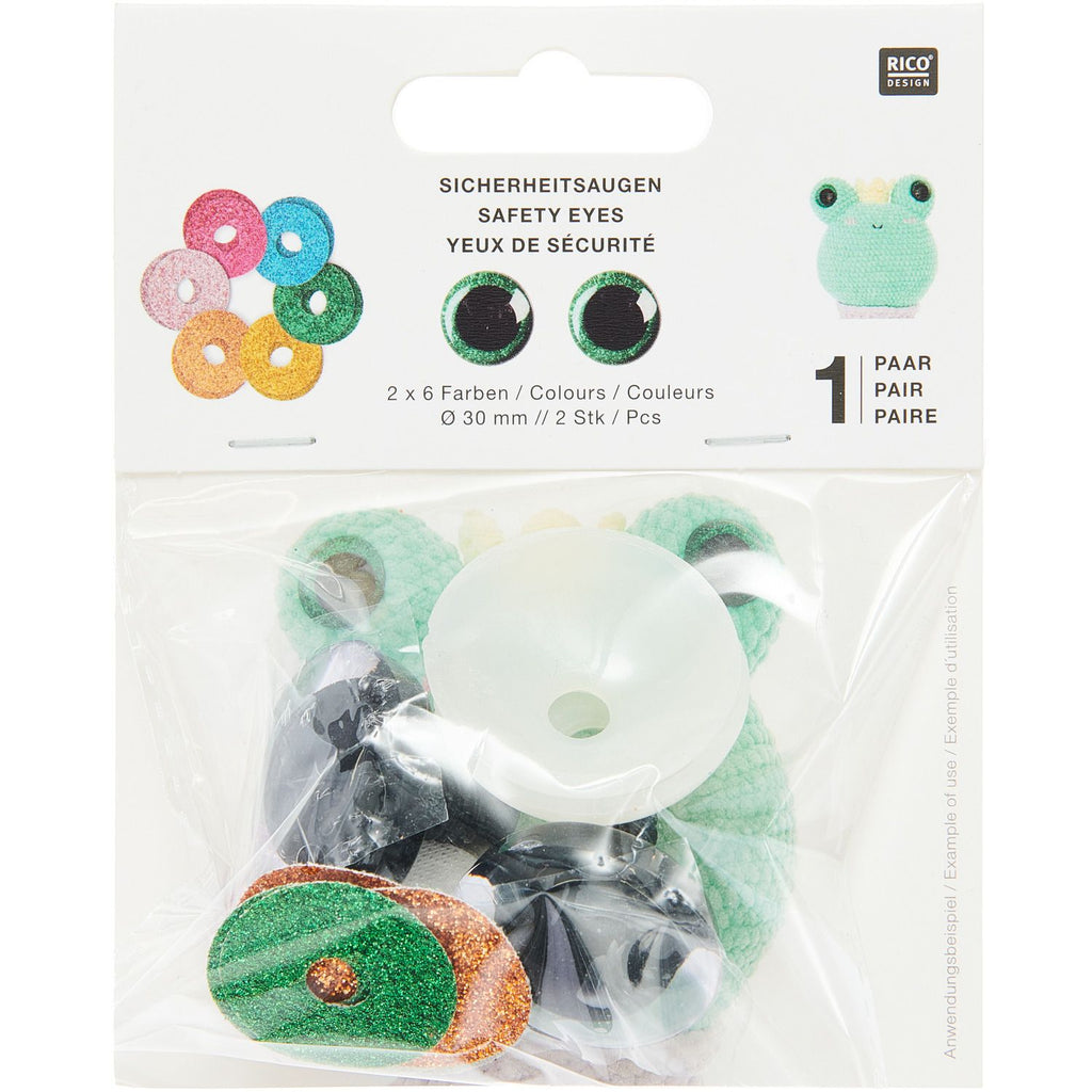 Rico Safety Eye Set for Cuddly Toys - 6 colours - 1 pair 30mm