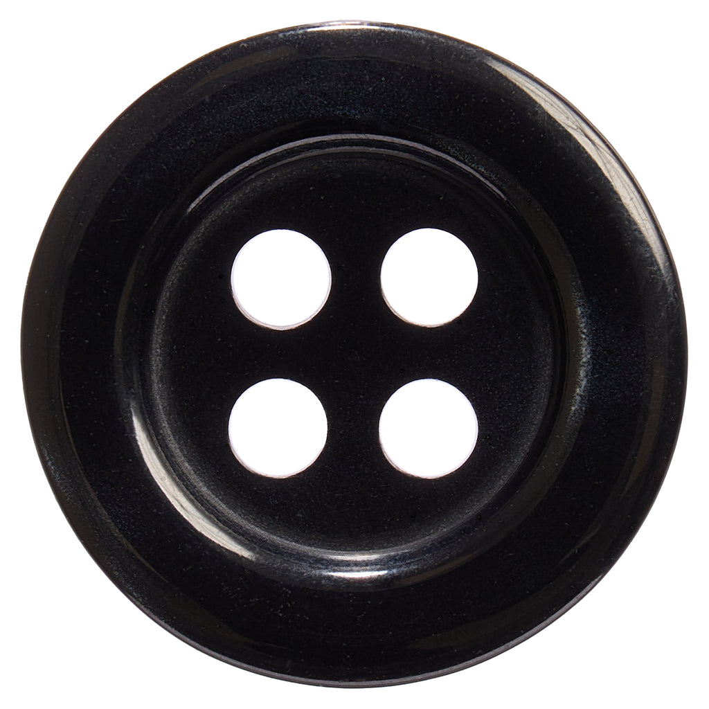16mm 4-hole Rimmed Button: Pearlised Black