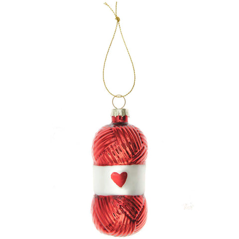 Rico Glass Ball of Wool Hanging Decoration - Red