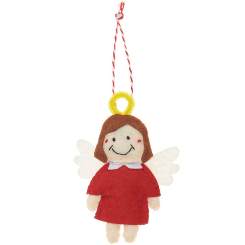 Rico Felt Red Angel with Halo - Hanging Decoration