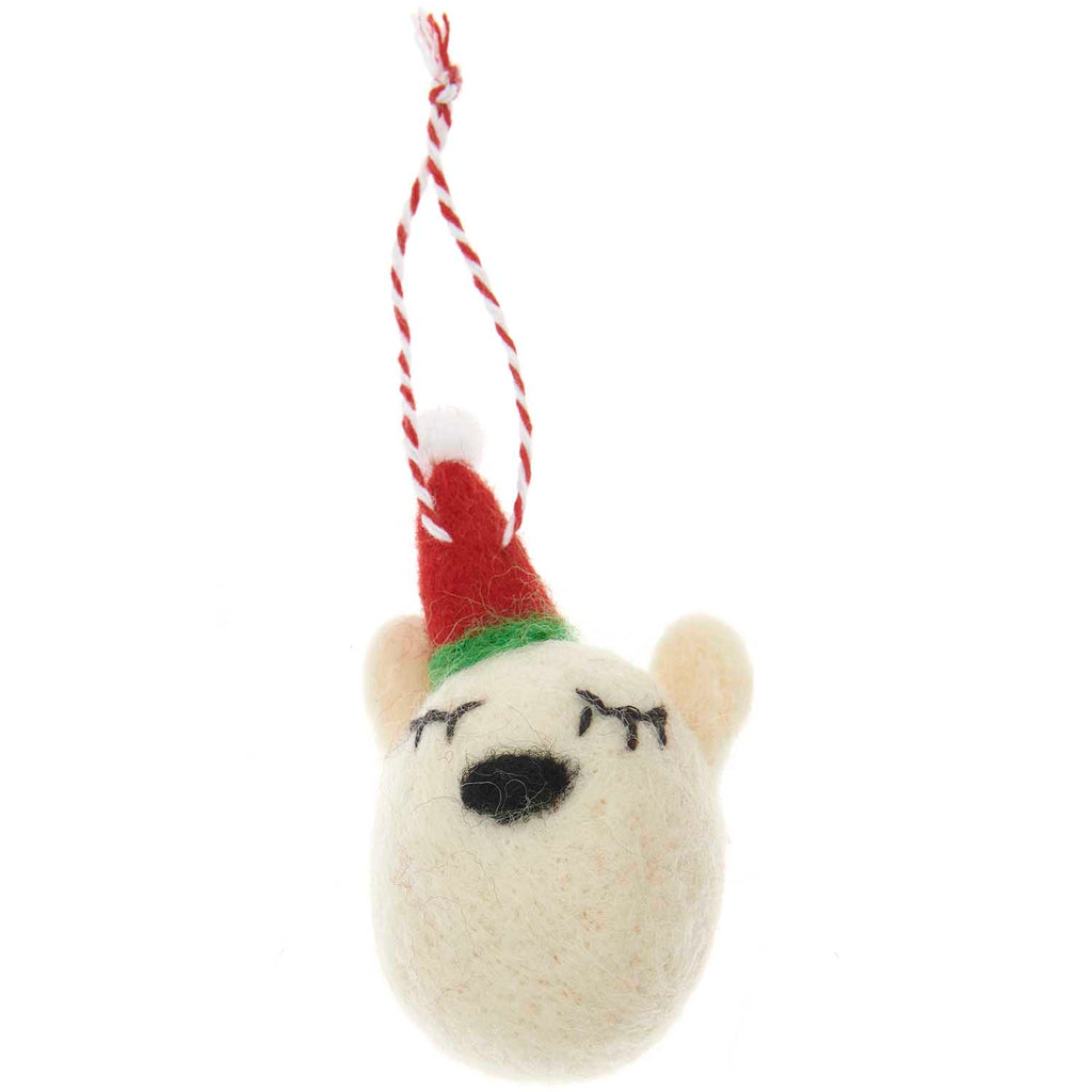 Rico Felt Bear with Christmas Hat - Hanging Decoration