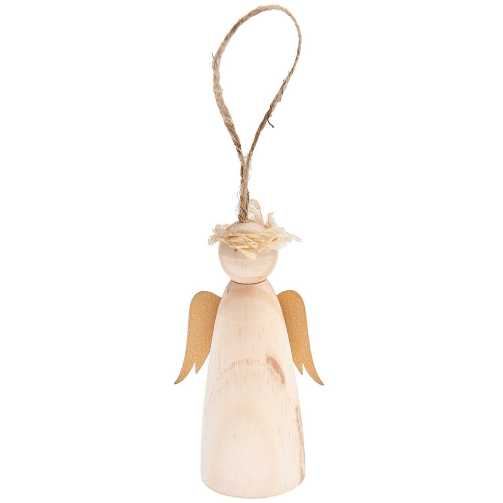 Rico Wooden Angel with Crown - Hanging Decoration