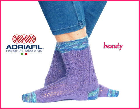 Adriafil pattern - 'Beauty' Fancy Ribs Socks - Calzasocks