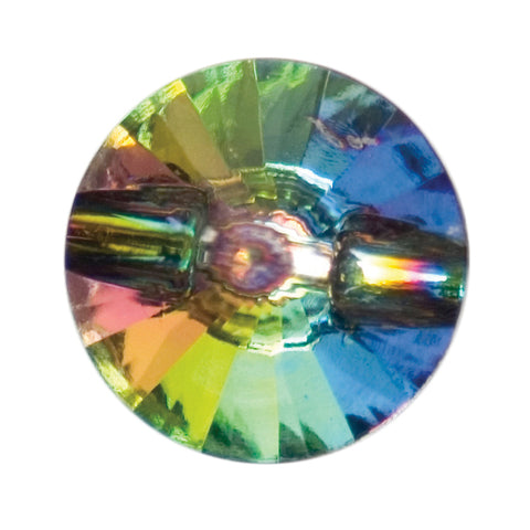 15mm: Faceted Shank Button: Multicoloured, Transparent Front, Silver Back