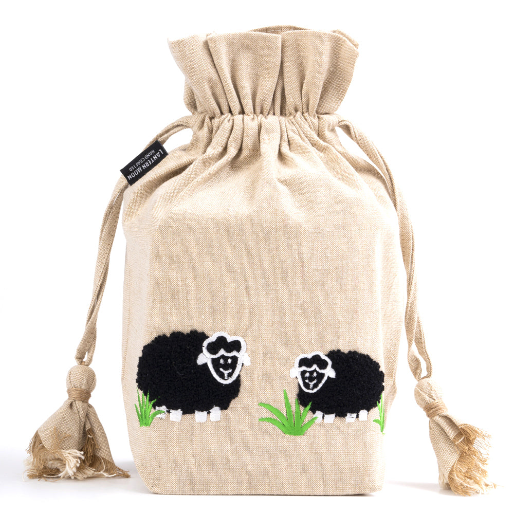 Lantern Moon Meadow Drawstring Bag - Natural (Black Sheep)