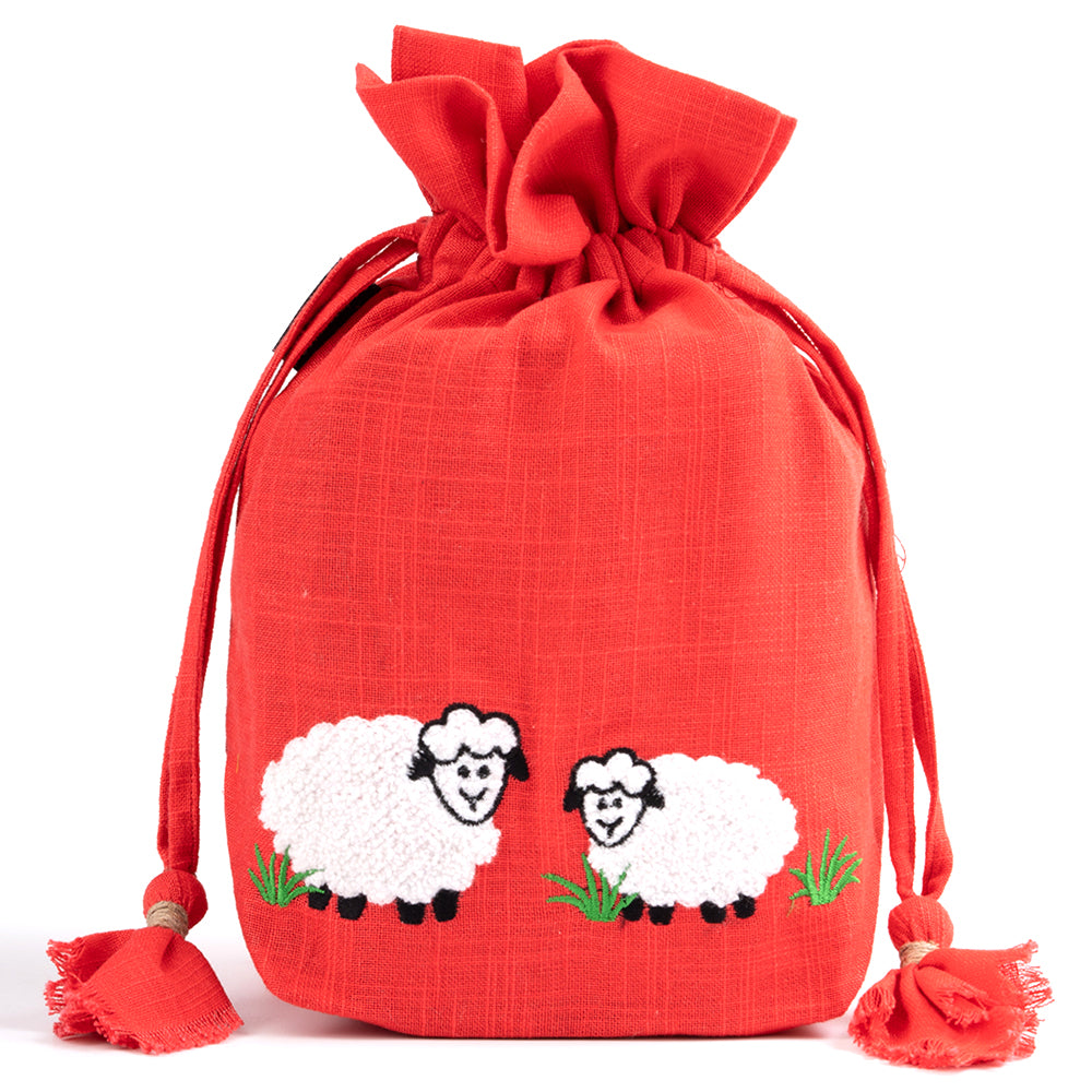 Lantern Moon Meadow Drawstring Bag - Red