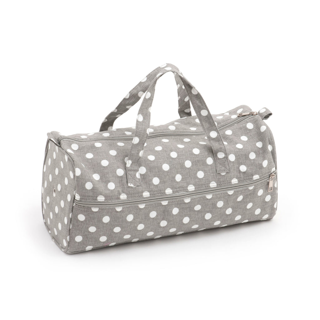 Knitting Bag - Grey Linen Polka Dot