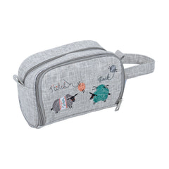 Crochet Bag with Hook Storage Pocket: Embroidered Sheep Design
