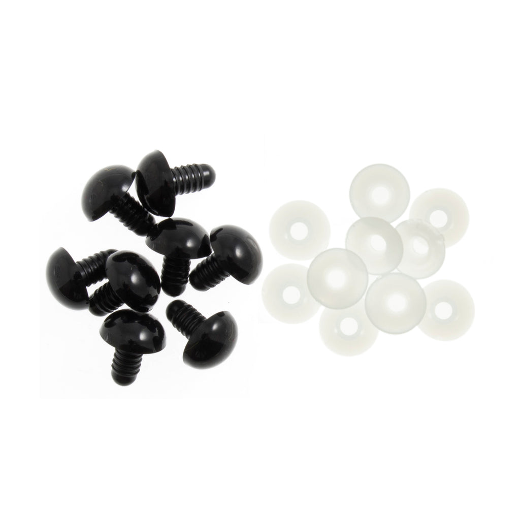 Solid Black Toy Eyes 6mm - 1 pair with backs