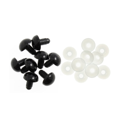 Solid Black Toy Eyes 6mm - 1 pair with backs