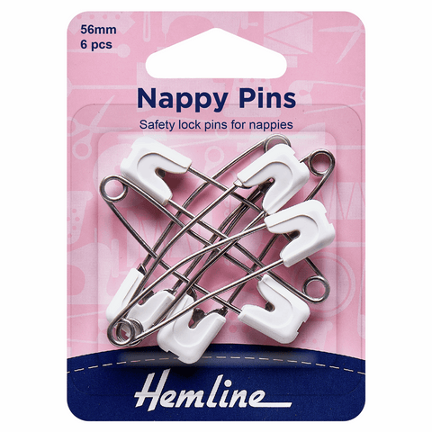 Nappy Pins: 56mm: White: 6 Pieces