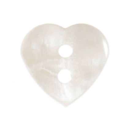 15mm Pearl Cream 2-Hole Heart Shaped Button