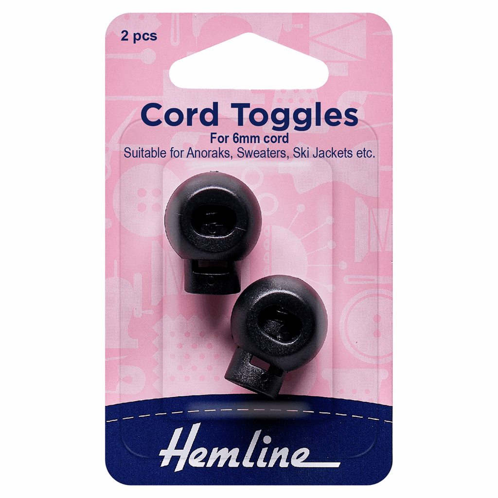 Cord Toggles: Adjustable: 6mm: Black