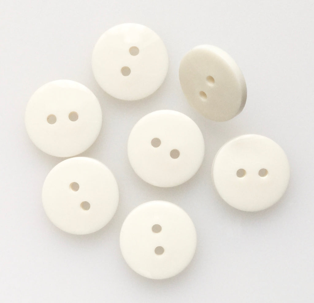 15mm White 2 Hole Button