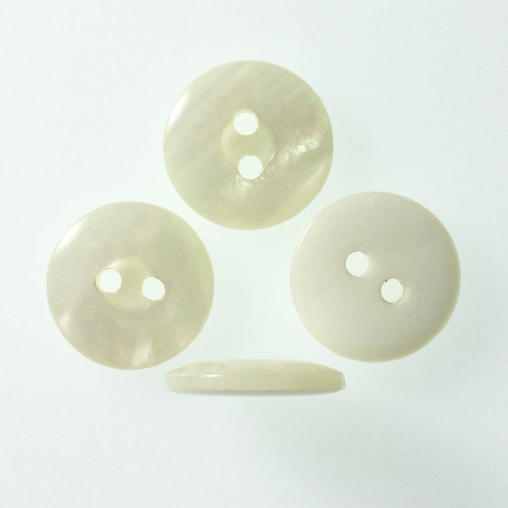 15mm Pearlescent White 2 Hole Button
