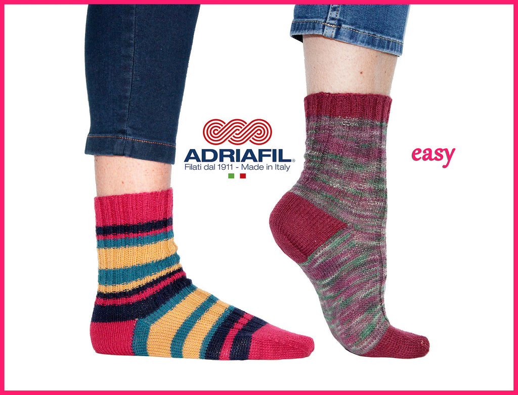 Adriafil pattern - 'Easy' Ribbed Socks - Calzasocks