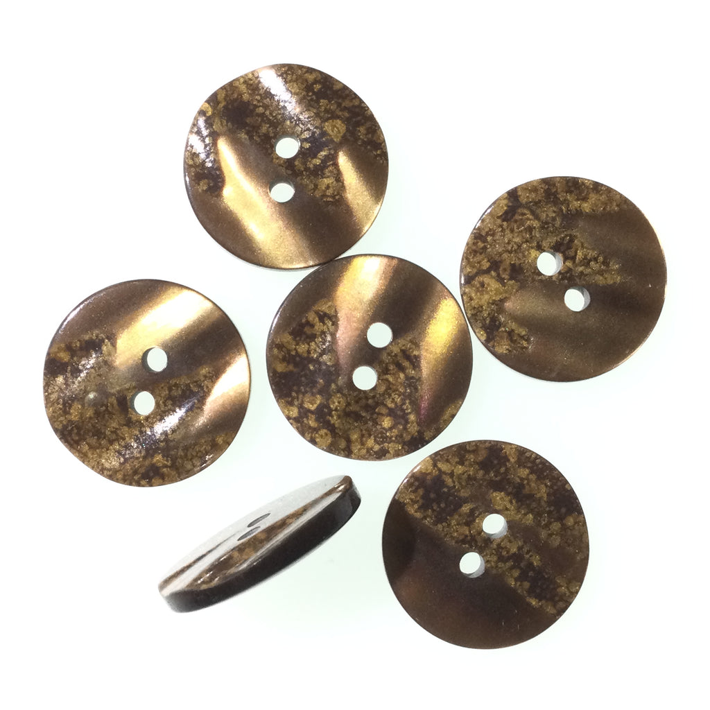 20mm Pearlescent Brown and Patterned 2 Hole Button