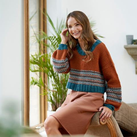 West Yorkshire Spinners Pattern - Galina Slip Stitch Sweater