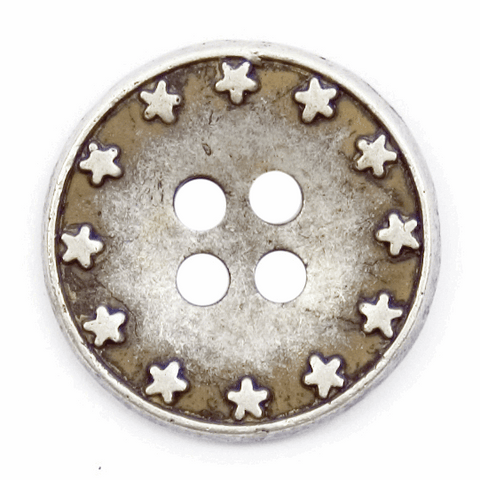 17mm Module Star Carded Button: Silver/Grey Metal: Pack of 3
