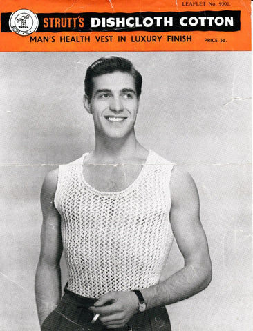 Vintage Man's Health Vest Pattern 9501 - pdf
