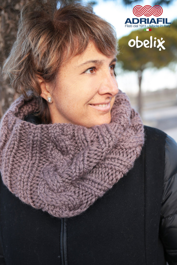 Adriafil Pattern - Cowl with Ribs & Cables - Obelix